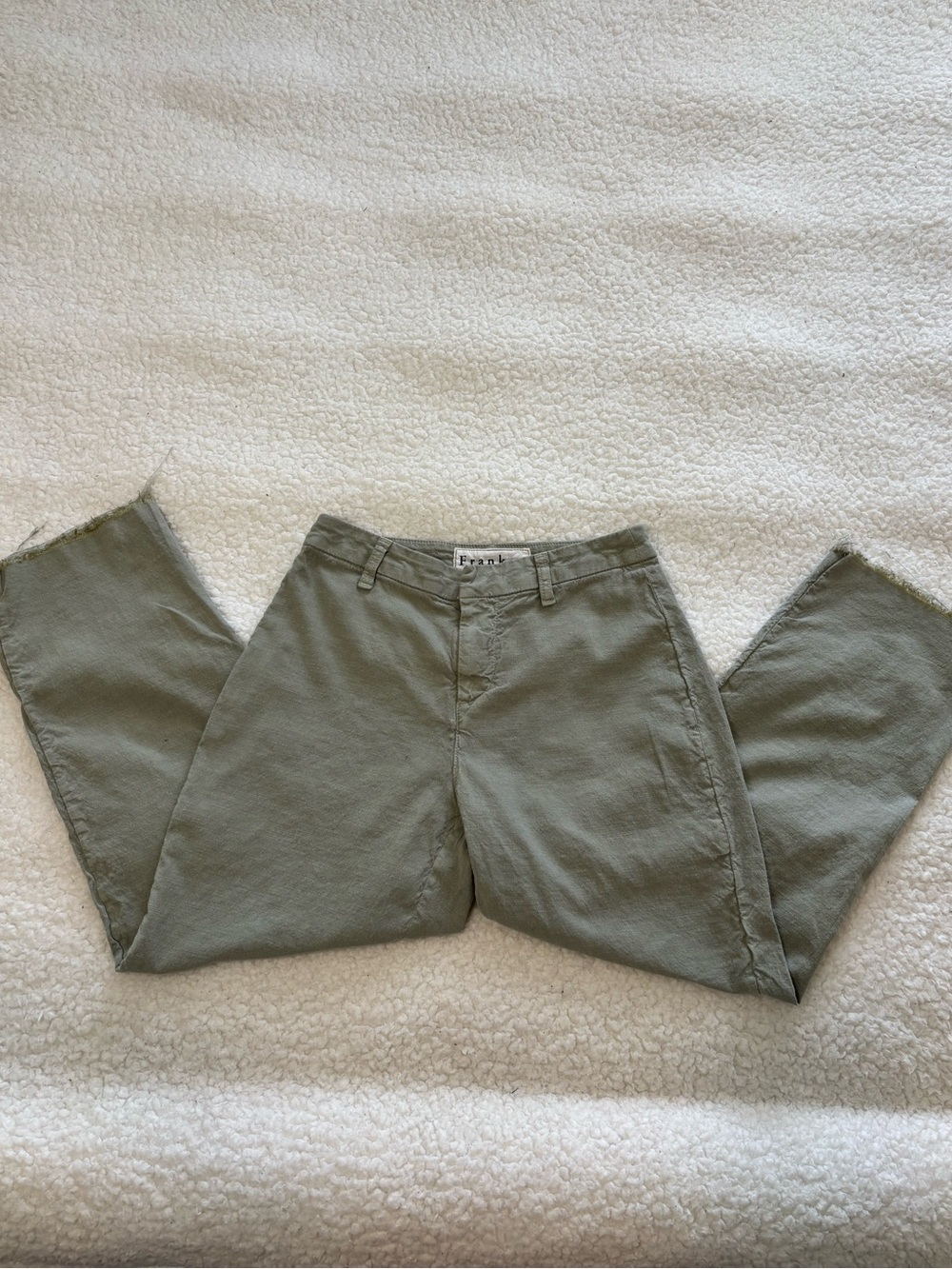 Frank & Eileen Women Sage Green Wicklow Crop Pants Raw Hem